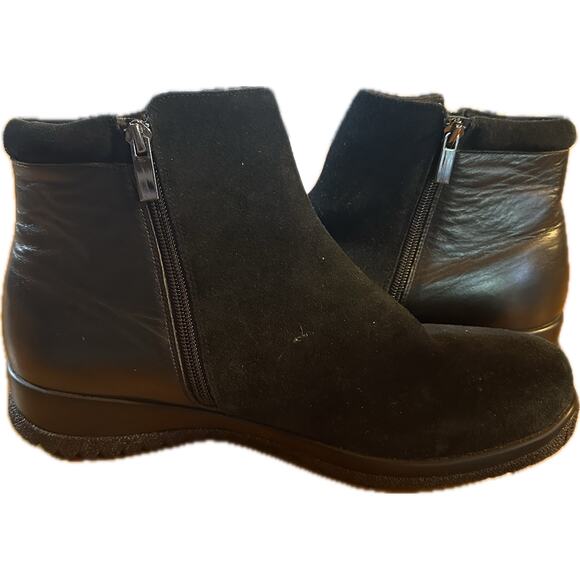 Drew Kool Boots Women's Ankle Bootie Black Leather Size 11.5 Double Side Zippers - Picture 6 of 8